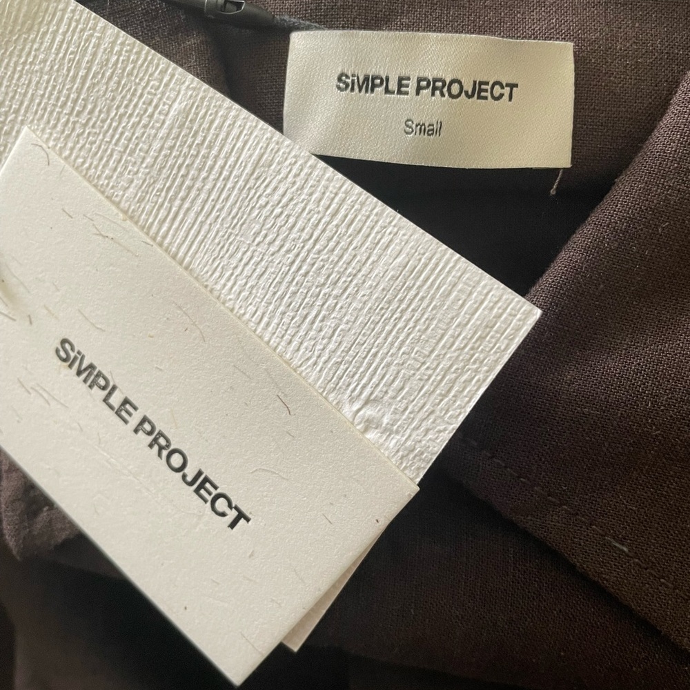 Simple Project Minimalist Oversized Brown Deep V-Neck Blouse shirt S - Picture 9 of 11
